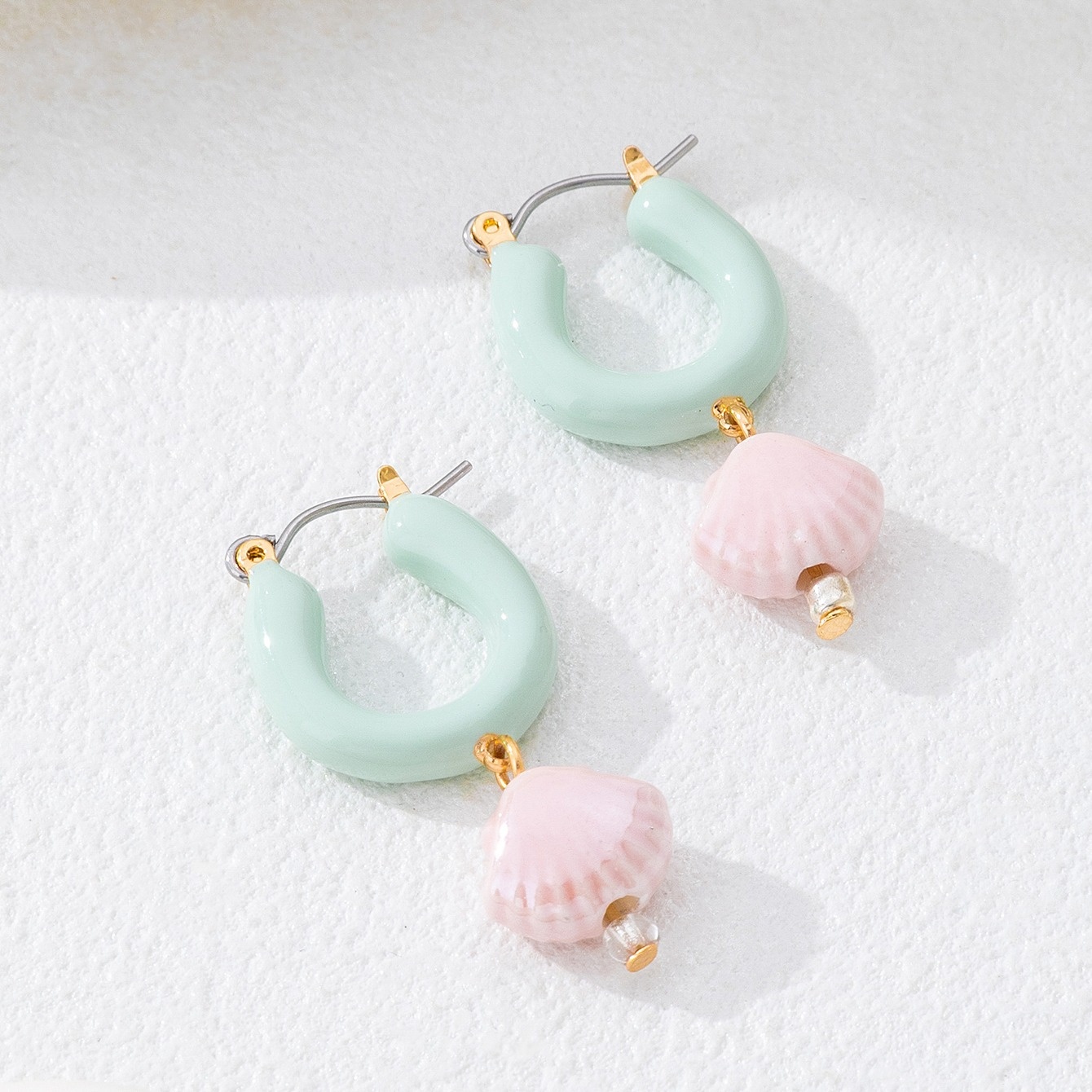 Women's Stylish Minimalist Earrings in Geometric Shape and Ceramic